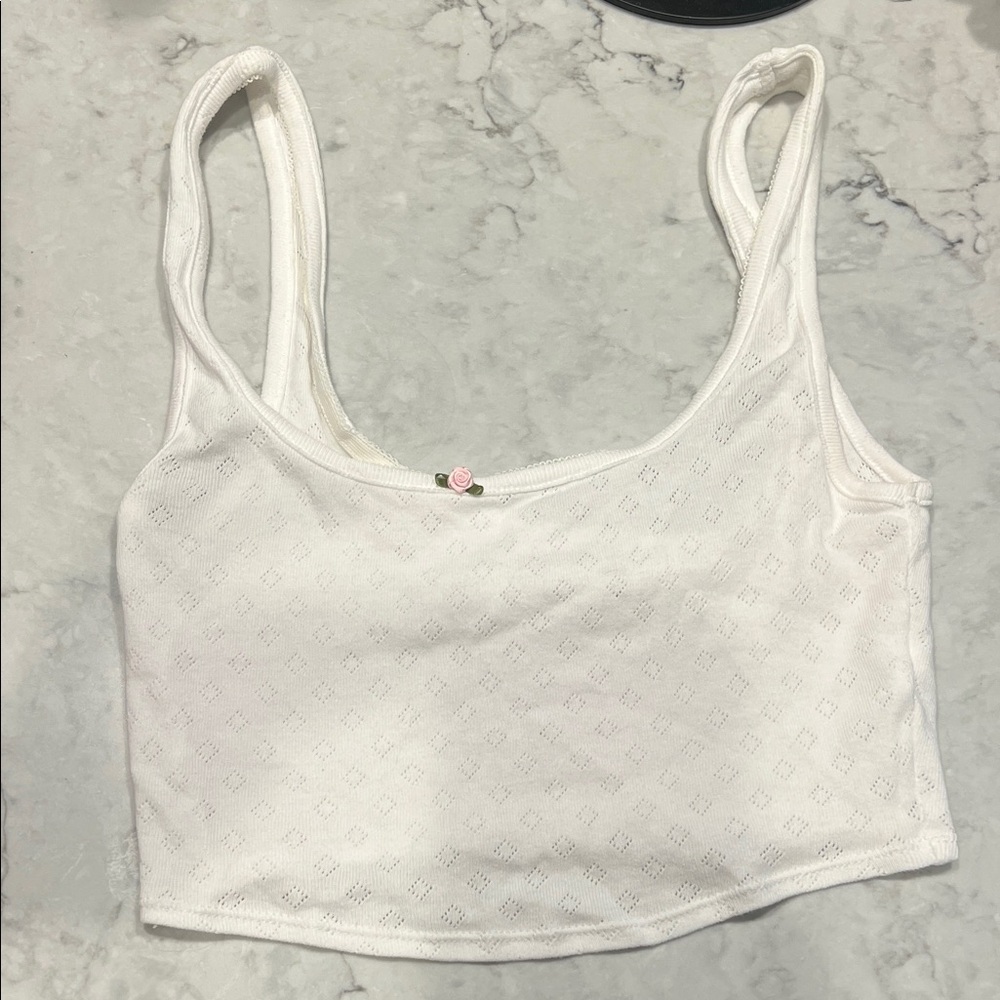 White Cropped Tank Top